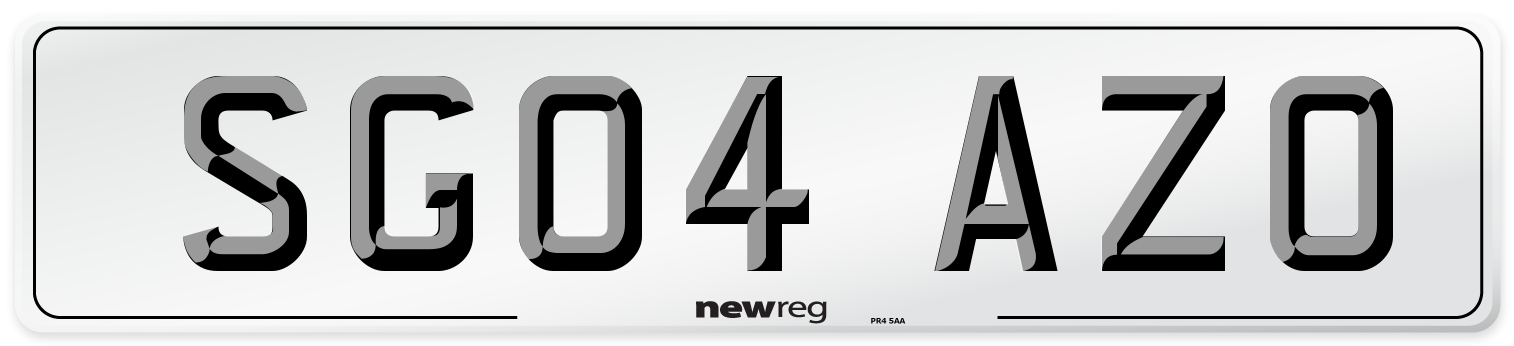 SG04 AZO Number Plate from New Reg